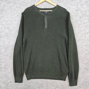 Brooks Brothers Men's Green Henley Sweater Size XL 100%‎ Cotton Preppy Academia
